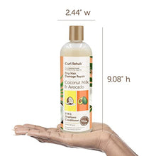 Load image into Gallery viewer, Curl Rehab Dry Hair/Damage Repair Treatment 2 in 1 Shampoo Conditioner (3 Pack), Enriched with Coconut Milk & Avocado, 16 Oz
