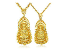 Load image into Gallery viewer, LiFashion LF 2Pcs His Her 18K Gold Plated Chinese Sakyamuni Buddha Blessing Lucky Pendant Necklace for Couples Amulet Jewelry for Men Women