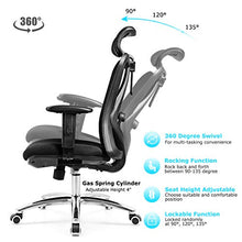 Load image into Gallery viewer, Giantex Ergonomic Office Chair, Mesh Office Chair with Adjustable Headrest, Tilt-Down Backrest Mesh Adjustable High Back Office Chair, Breathable Computer Desk Chair, Mesh Back Office Chair