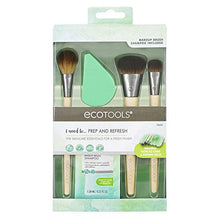 Load image into Gallery viewer, EcoTools Prep + Refresh Makeup Brush Set, With Sponge Blender and Brush Cleaner Cleansing Shampoo, Vegan Beauty Tools, Set of 5