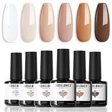 Load image into Gallery viewer, Modelones Gel Nail Polish Set - 6 Colors Nude Gel Polish Kit Skin Tones Neutral Popular Nail Polish Gel White Brown Gel Nail Kit Soak Off LED Nail Art French Manicure DIY Mothers Day Gifts for Women