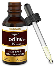 Load image into Gallery viewer, Liquid Iodine Solution Drops | 2 fl oz | 150 mcg | Iodine & Potassium Iodine Supplement | Vegetarian, Non-GMO, Gluten Free Liquid Tincture | by Horbaach