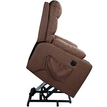 Load image into Gallery viewer, Esright Power Lift Chair Electric Recliner for Elderly Heated Vibration Massage Fabric Sofa Motorized Living Room Chair with Side Pocket and Cup Holders, USB Charge Port&Massage Remote Control, Brown