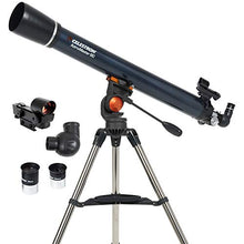 Load image into Gallery viewer, Celestron - AstroMaster 90AZ Refractor Telescope - Refractor Telescope for Beginners - Fully-Coated Glass Optics - Adjustable-Height Tripod - BONUS Astronomy Software Package