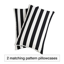 Load image into Gallery viewer, Vaulia Black and White Stripe Print Pattern, Soft Microfiber Queen Size Sheets, 3-Piece Set (1 Fitted Sheet 2 Pillowcases)