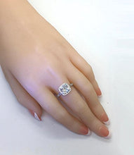 Load image into Gallery viewer, Diamonbella 101 Facets 2 Carat Princess Cushion Cut NSCD Simulated Diamond Ring 925 Silver Platinum Plated Halo (8)