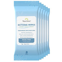 Load image into Gallery viewer, No Rinse Bathing Wipes (6-Pack) | 48 Microwavable Adult Wash Cloths with Aloe Vera and Vitamin E - Rinse Free Cleansing Body Bath Wipes - Latex, Lanolin, and Alcohol Free - 6 Packs of 8 Wipes