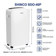 Load image into Gallery viewer, Shinco 2,000 Sq.Ft Dehumidifier for Basements, Home, Office, Bedroom, Bathroom, Laundry room and Garage. Auto or Manual Drain, Quietly Remove Moisture & Control Humidity