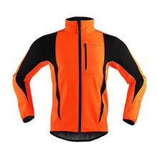 Load image into Gallery viewer, ARSUXEO Winter Warm UP Thermal Softshell Cycling Jacket Windproof Waterproof Bicycle MTB Mountain Bike Clothes 15-K Orange Size XX-Large