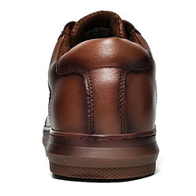 Load image into Gallery viewer, Men's Fashion Sneakers Casual Leather Shoes for Men Perforated Brown Genuine Leather Upper Lace Up Slip On Walking Shoe Size 11