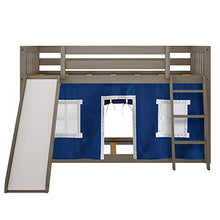Load image into Gallery viewer, Max & Lily Low Bunk Bed with Slide and Blue Curtains, Twin, Clay