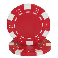 Load image into Gallery viewer, Brybelly Red Striped Dice 11.5-Gram Clay Composite Poker Chips - Pack of 100