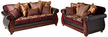 Load image into Gallery viewer, Furniture of America Kildred 2-Piece Fabric and Leatherette Sofa Set, Burgundy