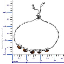 Load image into Gallery viewer, Karis Stainless Steel Tigers Eye Platinum Bolo Bracelet Fashion Jewelry for Women Adjustable