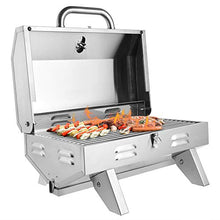 Load image into Gallery viewer, ROVSUN Portable Propane Gas Grill 12,000BTU, Tabletop Outdoor Cooking Grill for Picnic Camping Tailgating Patio Garden BBQ, Stainless Steel