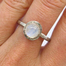 Load image into Gallery viewer, 925 Sterling Silver Real Carved Moonstone Gem Hammered Finish Ring Size 10 1/4 Women Bracelets Ankle Sterling Jewelry Making Charms Rings Halloween Christmas