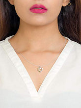 Load image into Gallery viewer, Pipa Bella 925 Sterling Silver with Partial 18K Gold Plating Diamond Accent 0.03ct Basic Heart Pendant Studded with Natural White Diamonds (I-J Color, I2-I3 Clarity) with 18" Chain