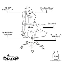 Load image into Gallery viewer, NITRO CONCEPTS S300 Gaming Chair - Inferno Red - Office Chair - Ergonomic - Cloth Cover - Up to 300 lbs Users - 90° to 135° Reclinable - Adjustable Height & Armrests