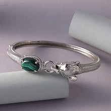 Load image into Gallery viewer, Shop LC Green Malachite Elephant Snaffle Link Bangle Bracelet For Women Animal Jewelry Gifts Stainless Steel Size 7.25" Birthday Gifts