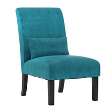Load image into Gallery viewer, Roundhill Furniture Pisano Teal Blue Fabric Armless Contemporary Accent Chair with Kidney Pillow, Single