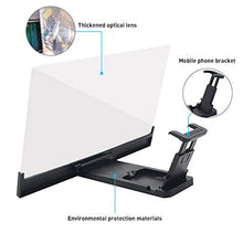 Load image into Gallery viewer, Phone Amplifier - 12'' 3D HD Phone Amplifier Screen, Phone Screen Magnifier Projector with Foldable Holder Stand for iPhone and Android Smartphones, Phone Screen Enlarger for Videos,Movies and Gaming