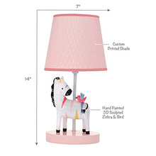Load image into Gallery viewer, Lambs & Ivy Jazzy Jungle Zebra White/Peach Nursery Lamp with Shade & Bulb