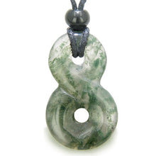Load image into Gallery viewer, Infinity Magic Powers Knot Lucky Charm Good Luck Amulet Moss Agate Pendant Necklace
