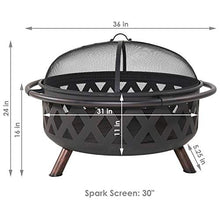 Load image into Gallery viewer, Sunnydaze Crossweave Outdoor Fire Pit - 36 Inch Large Bonfire Wood Burning Patio & Backyard Firepit for Outside with Spark Screen, Poker, and Round Fireplace Cover, Black