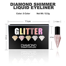 Load image into Gallery viewer, Erinde 5 Colors Glitter Eyeliner Liquid Set, Metallic Shimmer Eyeshadow, Silver Gold Diamond Eye Liner Stick, Long Lasting Glow Eyeliner Eye Shadow, Ideal Gift Make Eyes Sparkle