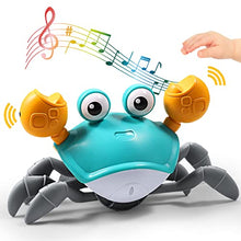 Load image into Gallery viewer, Sensing Crawling Crab, Tummy Time Baby Toys, Interactive Walking Dancing Toy with Music Sounds & Lights, Infant Fun Birthday Gift Toddler Boy Girl, USB Charging Cable Included (Green)