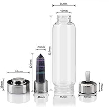 Load image into Gallery viewer, ChezMax Crystal Glass Water Bottle Energy Quartz Gemstone Water Bottle with Changeable Natural Crystal Center for Healing and Wellness