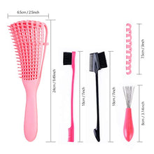 Load image into Gallery viewer, Detangling Brush Set with Edge Brush and Comb Cleaner Brush, Hair Detangler Brush for Afro Woman Textured 3a to 4c Oil Long Thick Curly Hair, for Home and Salon (4 Pieces)