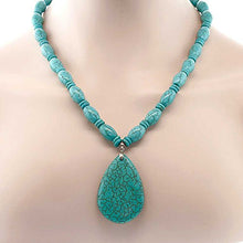 Load image into Gallery viewer, Gem Stone King 22 Inch Blue Simulated Turquoise Howlite Necklace with Drop Shape Pendant and Earring Set