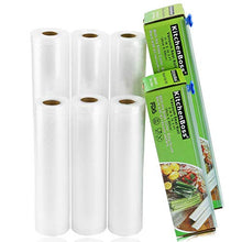 Load image into Gallery viewer, KitchenBoss Vacuum Sealer Rolls Bag, 6 Pack 8"x16.5' and 11"x16.5' Food Saver Bag Rolls with Cutter Box,Sous Vide Roll Bag(100 feet) Works with FoodSaver Sealers