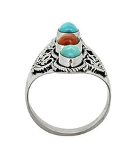 Load image into Gallery viewer, YoTreasure Turquoise Solid 925 Sterling Silver 3 Stone Designer Ring Jewelry