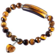 Load image into Gallery viewer, TUMBEELLUWA Healing Stone Bracelet 8mm Beads Chakra Crystal Energy Heart Charm Bracelet Handmade Jewelry for Women, Tiger's Eye