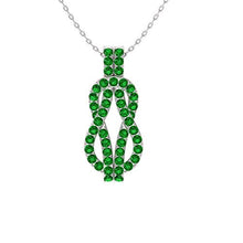 Load image into Gallery viewer, Diamondere Natural and Certified Emerald Infinity Knot Necklace in 14k White Gold | 0.61 Carat Pendant with Chain