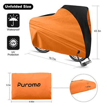Load image into Gallery viewer, Puroma Bike Cover Outdoor Waterproof Bicycle Covers Rain Sun UV Dust Wind Proof with Lock Hole for Mountain Road Electric Bike, XL (Orange & Black)