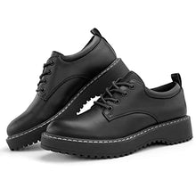 Load image into Gallery viewer, Hawkwell Women's Lace-Up Platform Oxford Shoes, Black PU, 7.5 M US