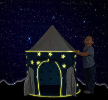 Load image into Gallery viewer, no branded Rocket Ship Tent - Space Themed Pretend Play Tent - Space Play House - Spaceship Tent for Kids - Foldable Pop Up Star Play Tent Blue