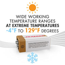 Load image into Gallery viewer, Tenergy 6LR61 9V Alkaline Battery, Non-Rechargeable Battery for Smoke Alarms, Guitar Pickups, Microphones and More, 12 Pack