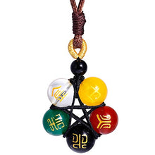 Load image into Gallery viewer, Lightock Star Necklace Pendant for Women Men Natural Agate Carved in Sutra Amulet 10mm Beads Stone Unisex
