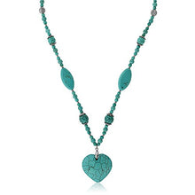 Load image into Gallery viewer, Gem Stone King 24inches Simulated Turquoise Howlite Necklace with Heart Shape Pendant & Earring Set