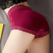 Load image into Gallery viewer, Wanmeiqinglv Women's Sexy Lace Hipster Underwear Cotton High Waist Boyshorts Panties For Women Seamless Ladies Briefs 4 Pack (X-Large, Wine Red/Apricot/Jewelry Blue/Pink-4 Pack, x_l)