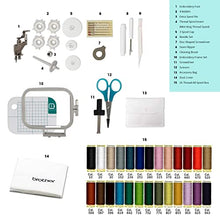 Load image into Gallery viewer, Sewing starter kit including 26 Gutermann sewing thread 100m spools and a Brother sewing machine. Sewing kit for adults with sewing thread and Brother PE550D 4” x 4” Embroidery Machine