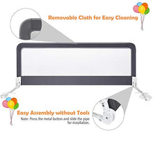 Load image into Gallery viewer, Costzon Double Sided Bed Rail Guard, 2 Pack, Extra Long Swing Down Safety Guard w/Straps for Toddler Convertible Crib, Folding Baby Bedrail for Kids Twin Double Full Queen King Mattress, Gray, 59 Inch
