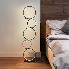Load image into Gallery viewer, LED Floor Lamp For Living Room , Modern Ring Tall Lamp , Unique Touch Control Standing Lamp , 3 Way Dimmable Stand Light , 39 Inches 24W For Bedroom , Reading , Office , Home , Decorations ,( Black )