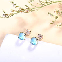 Load image into Gallery viewer, Fansilver Moonstone Earrings 925 Sterling Silver Rainbow Moonstone Stud Earrings Tiny Small Earrings Moonstone Jewelry for Women Hypoallergenic Earrings