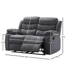 Load image into Gallery viewer, AC Pacific 2-Piece Reclining Living Room Upholstered Sofa, Set with 4, Sofa & Loveseat, Grey
