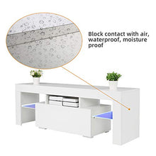 Load image into Gallery viewer, Bonnlo White TV Stand with LED Light Modern 51 Inch TV Stand TV Cabinet with Storage, Drawer and Shelves for Living Room Bedroom Furniture